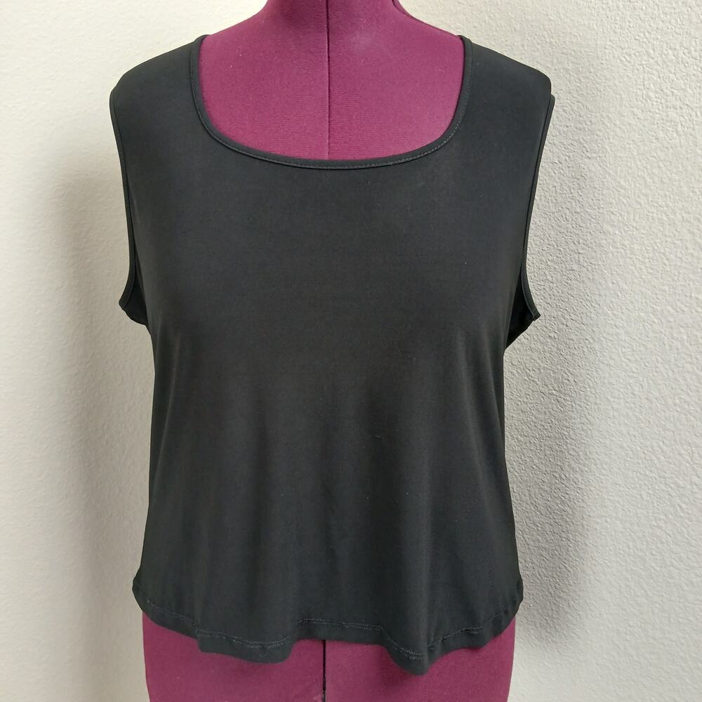 Nabi Black Nylon-blend Tank Top 1X (no tag) vtg Y2K summer layers made in USA